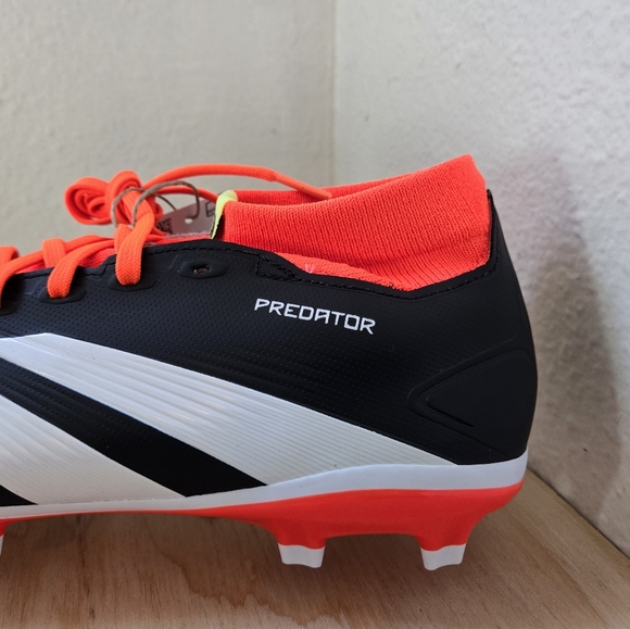 Adidas PREDATOR LEAGUE SOCK FG Cblack/Ftwwht/Solred Soccer Cleats IG7772 - Picture 8 of 11